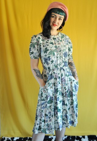 VINTAGE 1980S FLORAL MIDI DRESS
