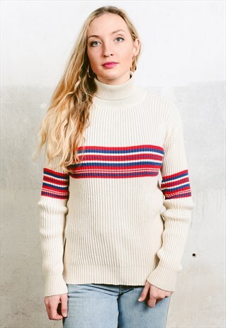 VINTAGE 70S RIBBED KNIT TURTLENECK SWEATER