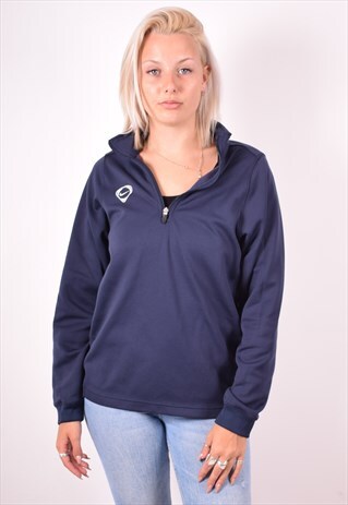 NIKE WOMENS VINTAGE PULLOVER TRACKSUIT TOP MEDIUM BLUE 90S