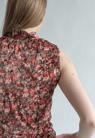 VINTAGE 90S SLEEVELESS VELVET ROSE TOP