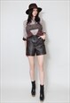 80's Brown Leather Ladies Vintage High Rise Waisted Shorts