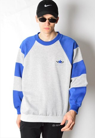 VINTAGE 90S GREY BLUE COLOUR BLOCK SWEATSHIRT