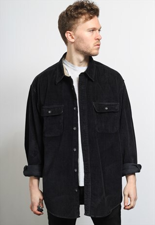 VINTAGE CORDUROY CORD SHIRT BLACK