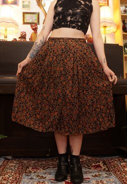 Vintage 90s Floral Button Down Midi Skirt