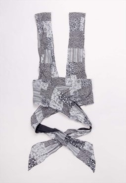 Black and white '90s Floral Patchwork Tie up Subversive Bra 