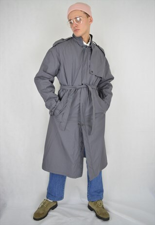 VINTAGE GREY CLASSIC TRENCH COAT