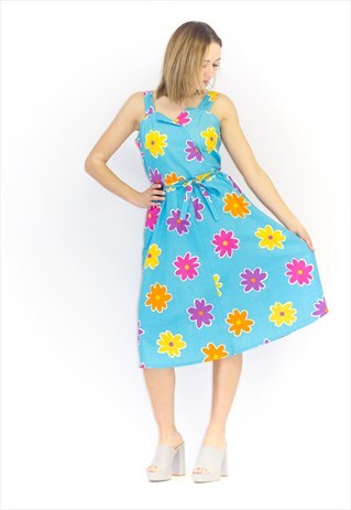 VINTAGE 70'S FLORAL MIDI DRESS