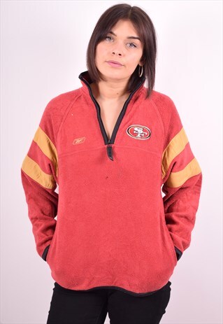 REEBOK WOMENS VINTAGE SF 49ERS FLEECE JUMPER MEDIUM RED 90S