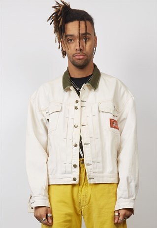 VINTAGE 80'S DIESEL OFF-WHITE DENIM JACKET