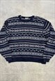 VINTAGE KNITTED JUMPER ABSTRACT PATTERNED SWEATER