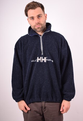 HELLY HANSEN MENS VINTAGE FLEECE JUMPER LARGE BLUE 90S