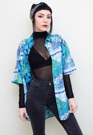 VINTAGE 90'S FUNKY BOLD FLORAL PATTERNED OVERSIZED SHIRT