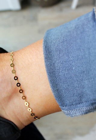 YELLOW GOLDPLATED FANCY DISC ANKLET