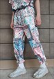 PAISLEY BEAM JOGGERS HANDMADE BANDANA OVERALLS PASTEL PINK