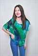 MULTICOLOR 90S BLOUSE, WOMEN PULLOVER ABSTRACT SHIRT