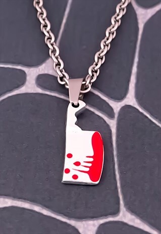 CRW SILVER BLOOD SPLATTER AXE NECKLACE