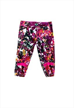 Womens y2k Adidas leggings floral UK 16/18 multicoloured 