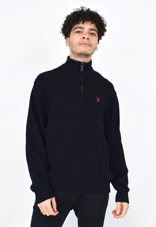 VINTAGE 90'S POLO RALPH LAUREN BLACK 1/4 ZIP JUMPER