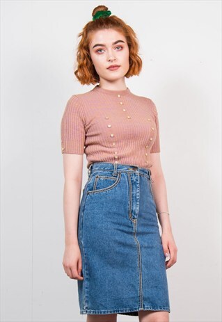 VINTAGE HIGH WAIST DENIM SKIRT