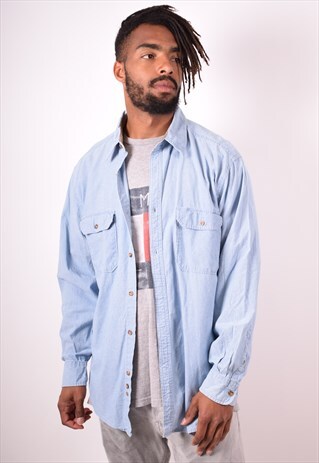 MENS VINTAGE DENIM SHIRT XL BLUE 90S