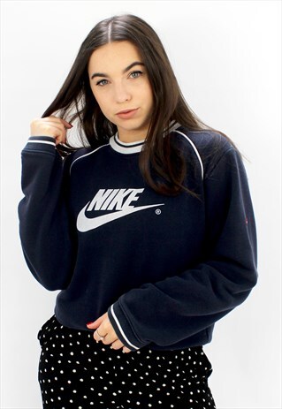 90'S RARE RETRO NAVY SPELL-OUT SWEATSHIRT