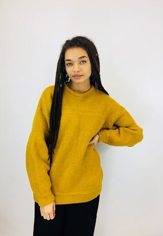 VINTAGE CHUNKY MUSTARD WOOL KNITTED JUMPER