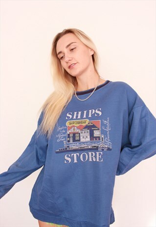 VINTAGE 80S 90S RETRO USA OVERSIZED SHIP STORE SWEATSHIRT