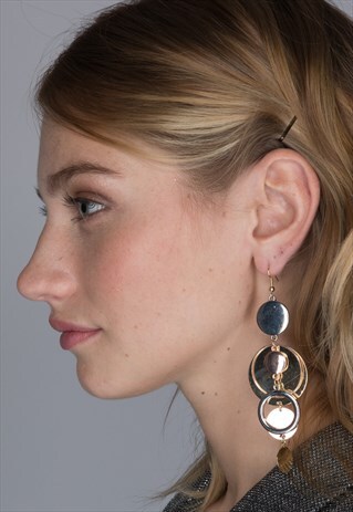 METAL DISCS DROP EARRINGS