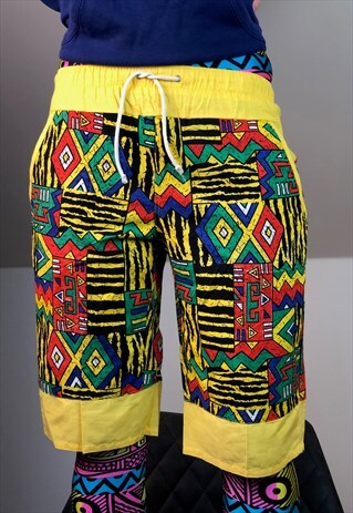 YELLOW HAWAII SWIMSUIT SHORTS WINDBREAKER SPORT 90S VINTAGE