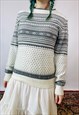 VINTAGE SCANDINAVIAN KNITTED PATTERNED GRANDAD JUMPER