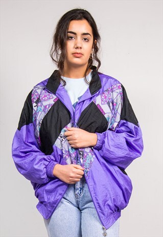 90'S PURPLE CRAZY PATTERN SHELL TRACKSUIT JACKE