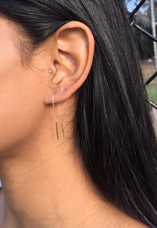 GOLD THIN CHAIN THREAD EARRINGS - SURADESIRES