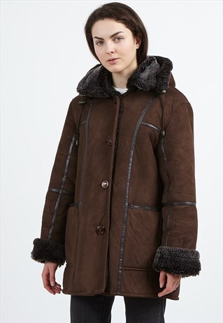 VINTAGE BROWN SHEARLING SHERPA COAT