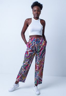 Vintage Moschino Multi Paisley Print 90s Trousers 8