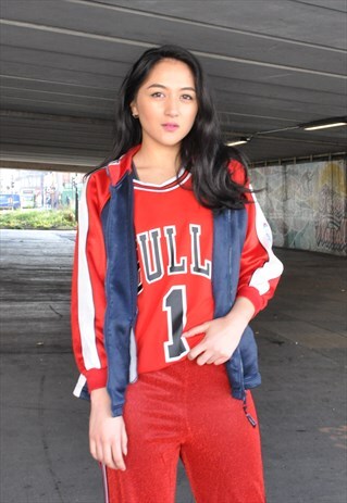 90S CHAMPION RED WHITE NAVY SPORTS TRACK JACKET