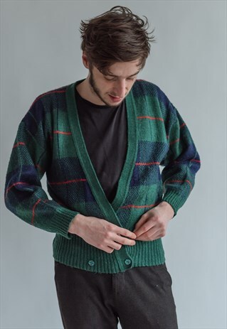 VINTAGE 80S CARDIGAN IN GREEN