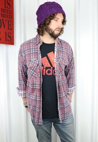 VINTAGE CHECK FLANNEL OVERSIZED GRUNGE INDI WINTER SHIRT