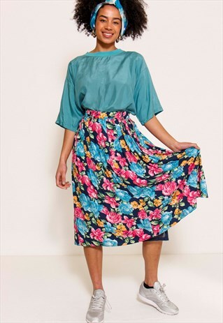 VINTAGE 90'S SATURATED FLORAL PRINT SKIRT
