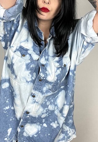 GRUNGE STYLE REWORKED ACID WASH SHIRT SIZE XL