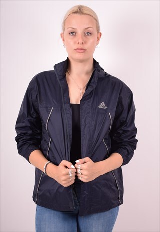 ADIDAS WOMENS VINTAGE RAIN JACKET MEDIUM BLUE 90S