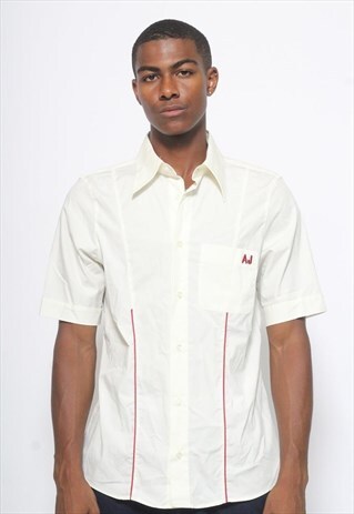 VINTAGE ARMANI JEANS BOWLING SHIRT WHITE