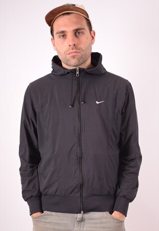 NIKE MENS VINTAGE HOODIE JACKET MEDIUM BLACK 90S
