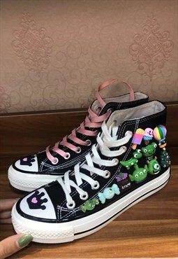 Customized trainers Alien patch sneakers in black