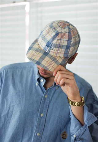 VINTAGE POLO RALPH LAUREN CAP CHECKED LOGO 90S X 2.5