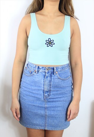 CUTE MINI DAISY FLOWER CROP TOP IN MINT