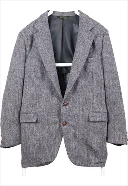 Harris Tweed 90's Tweed Wool Jacket Button Up Blazer 44 Grey