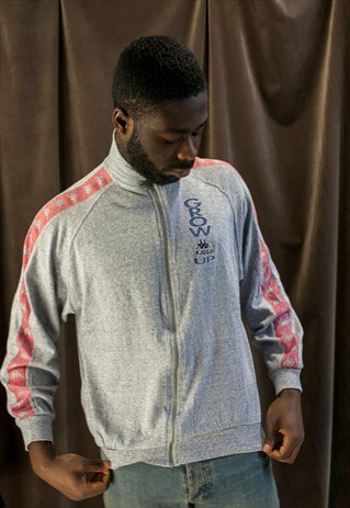 GREY AND PINK TRACK TOP