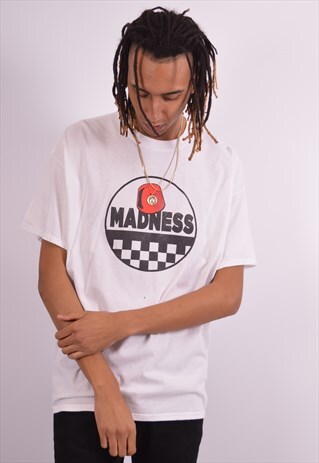 MENS VINTAGE MADNESS T-SHIRT TOP XL WHITE 90S