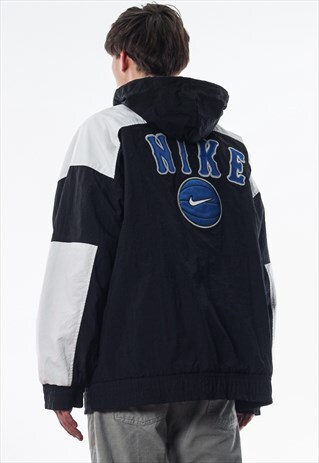 VINTAGE NIKE BASKETBALL WINTER PADDED PUFFER COAT 90S BLACK