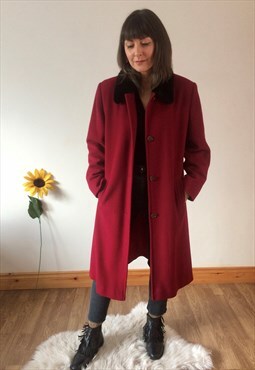 Vintage Dark Raspberry Red Long Coat